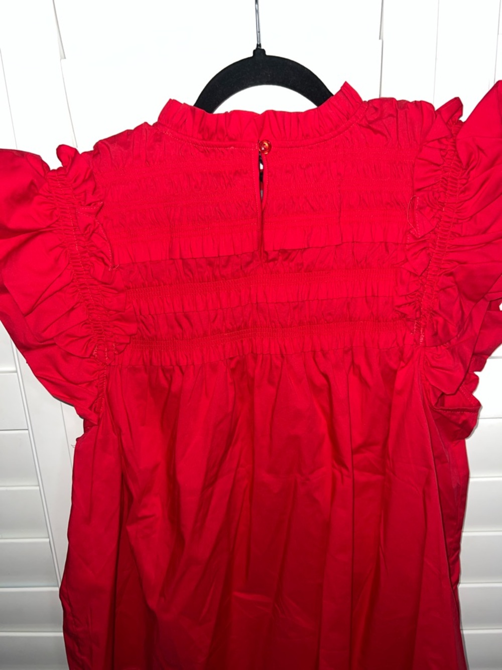Marc New York Womens Bright Red Ruffle Sleeve Smocked Top 2XL - Picture 5 of 8